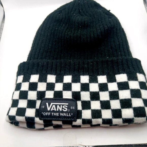 Vans Off The Wall Black + White Checkered Beanie -Hat Unisex - Picture 6 of 6